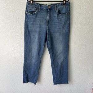 Universal Thread Jeans Women's Sz 14 High Rise Slim Straight Stretch Raw Hem
